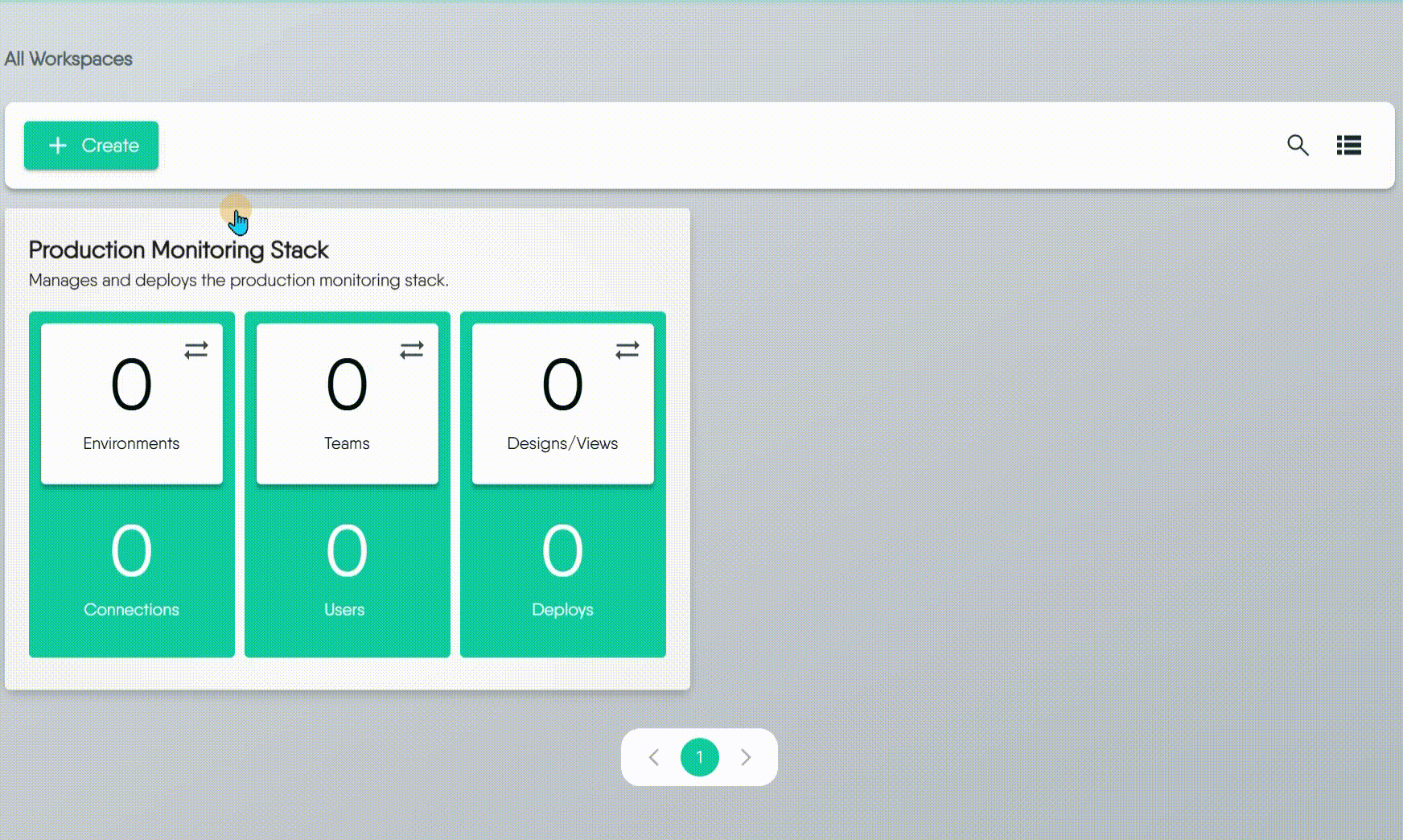 Animation showing workspace creation process